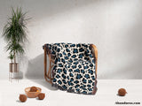 Leopard Print Black and Blue Woven Throw Blanket and Tapestry