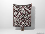 Leopard Print Black and Bordeaux Woven Throw Blanket and Tapestry