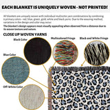 Leopard Print Black and Light Blue Woven Throw Blanket and Tapestry - DesignerOllie.com