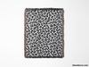 Leopard Print Black and Light Blue Woven Throw Blanket and Tapestry