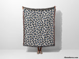 Leopard Print Black and Light Blue Woven Throw Blanket and Tapestry