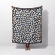 Leopard Print Black and Light Blue Woven Throw Blanket and Tapestry - DesignerOllie.com