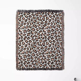 Leopard Print Black and Light Brown Woven Throw Blanket and Tapestry - DesignerOllie.com