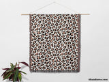 Leopard Print Black and Light Brown Woven Throw Blanket and Tapestry