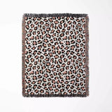 Leopard Print Black and Light Red Woven Throw Blanket and Tapestry - DesignerOllie.com