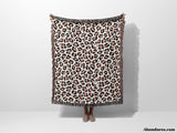 Leopard Print Black and Light Red Woven Throw Blanket and Tapestry