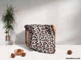 Leopard Print Black and Light Red Woven Throw Blanket and Tapestry