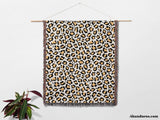 Leopard Print Black and Orange Woven Throw Blanket and Tapestry