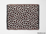 Leopard Print Black and Red Woven Throw Blanket and Tapestry