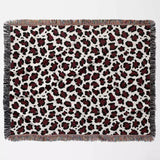 Leopard Print Black and Red Woven Throw Blanket and Tapestry - DesignerOllie.com