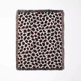 Leopard Print Black and Red Woven Throw Blanket and Tapestry - DesignerOllie.com