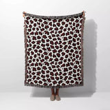 Leopard Print Black and Red Woven Throw Blanket and Tapestry - DesignerOllie.com