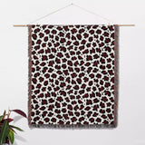 Leopard Print Black and Red Woven Throw Blanket and Tapestry - DesignerOllie.com