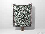 Leopard Print Woven Black and Light Green Throw Blanket and Tapestry