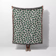 Leopard Print Woven Black and Light Green Throw Blanket and Tapestry - DesignerOllie.com