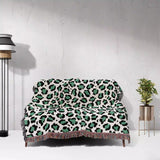 Leopard Print Woven Black and Light Green Throw Blanket and Tapestry - DesignerOllie.com