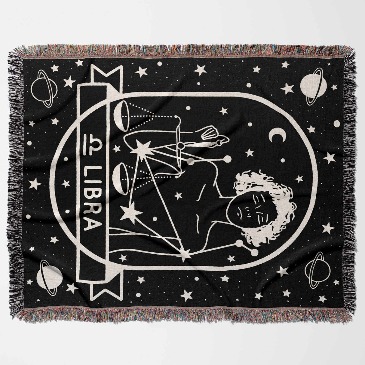 Libra Zodiac Sign Astrology Woman Woven Throw Blanket Tapestry