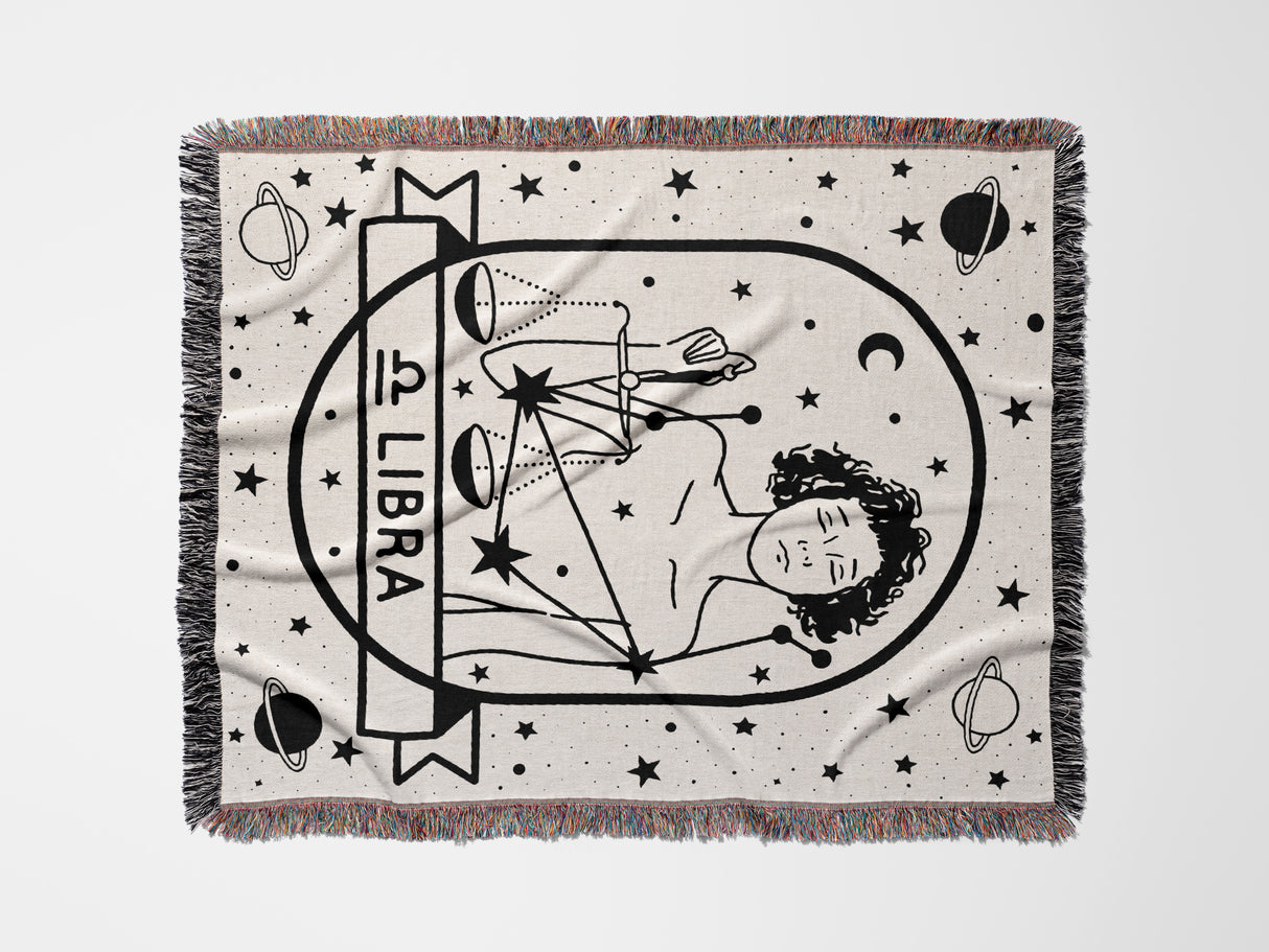 Libra Zodiac Sign Astrology Woman Woven Throw Blanket and Tapestry Blanket