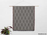 Luxe Triangle Geometric Pattern Black and White Monochrome Woven Throw Blanket and Tapestry