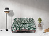 Luxe Triangle Geometric Pattern Forest Green Woven Throw Blanket and Tapestry