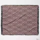 Luxe Triangle Geometric Pattern Red Woven Throw Blanket and Tapestry - DesignerOllie.com