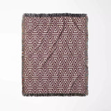 Luxe Triangle Geometric Pattern Red Woven Throw Blanket and Tapestry - DesignerOllie.com