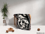 Magic Mushroom Black and White Monochrome Woven Throw Blanket and Tapestry