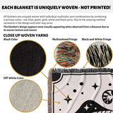Magic Mushroom Black and White Woven Throw Blanket and Tapestry - DesignerOllie.com