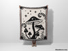 Magic Mushroom Black and White Woven Throw Blanket and Tapestry