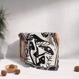 Magic Mushroom Black and White Woven Throw Blanket and Tapestry - DesignerOllie.com