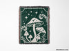 Magic Mushroom Forest Green Woven Throw Blanket