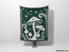 Magic Mushroom Forest Green Woven Throw Blanket