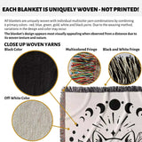 Magic and Celestial Cat with Moon Phases Woven Throw Blanket - DesignerOllie.com