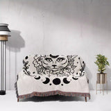 Magic and Celestial Cat with Moon Phases Woven Throw Blanket - DesignerOllie.com