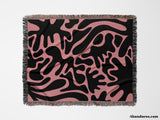 Matisse Black and Lighter Red Woven Throw Blanket and Tapestry