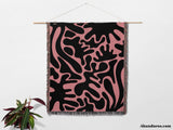 Matisse Black and Lighter Red Woven Throw Blanket and Tapestry