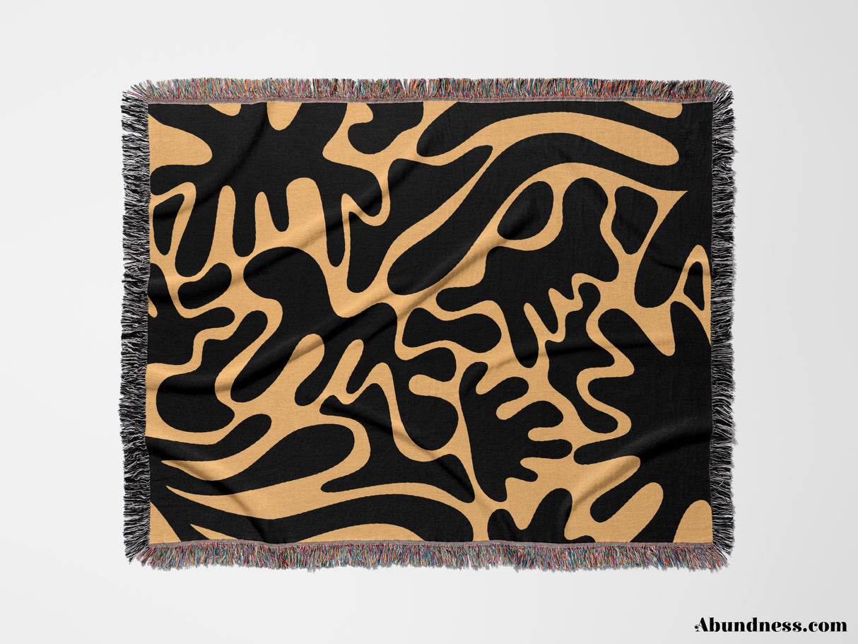 Matisse Black and Orange Woven Throw Blanket and Tapestry