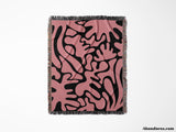 Matisse Coral Black and Lighter Red Woven Throw Blanket and Tapestry