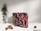 Matisse Coral Black and Lighter Red Woven Throw Blanket and Tapestry