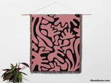 Matisse Coral Black and Lighter Red Woven Throw Blanket and Tapestry