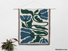 Matisse Flower Blue and Forest Green Woven Throw Blanket and Tapestry