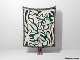 Matisse Forest Green Coral Woven Throw Blanket and Tapestry