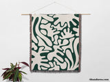 Matisse Forest Green Coral Woven Throw Blanket and Tapestry