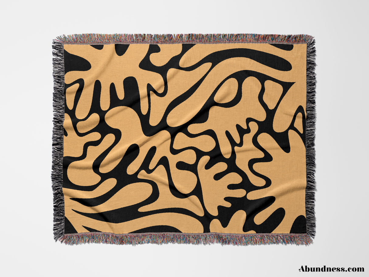 Matisse Inspired Black and Orange Woven Throw Blanket and Tapestry