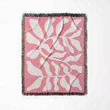 Lighter red abstract Matisse throw blanket full product view on a white background
