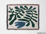 Matisse Tulip Flower Blue Woven Throw Blanket and Tapestry