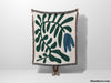 Matisse Tulip Flower Blue Woven Throw Blanket and Tapestry