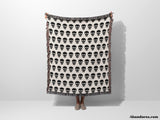 Minimalist Skull Pattern Black and White Woven Throw Blanket