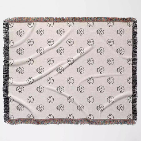 Minimalist Skulls Black and White Woven Throw Blanket and Tapestry - DesignerOllie.com