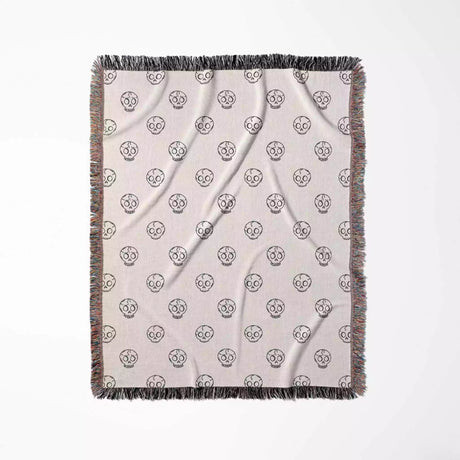 Minimalist Skulls Black and White Woven Throw Blanket and Tapestry - DesignerOllie.com